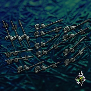 Landsknecht Weapons Set Spears and Halberds Fantasy Wargame 3D Print ToyDoy Miniatures Reptilian Overlords