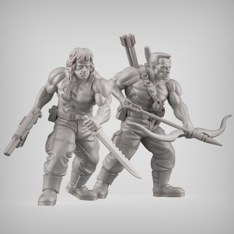 Zorbo and Duke Jungle Fighters SciFi Wargame Roleplay 32mm 3D Reptilian Overlords