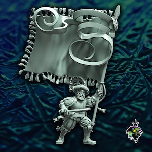 Landsknecht Standartenträger Fantasy Kriegsspiel 3D Druck ToyDoy Miniatures Reptilian Overlordes