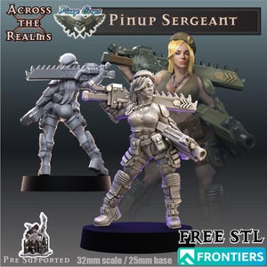 Pinup Sergeant SciFi Wargame Roleplay 32mm 3D Across the Realms