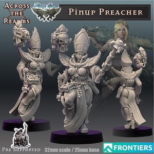 Pinup Preacher SciFi Wargame Roleplay 32mm 3D Através dos Reinos