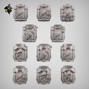 Miltunic Torso Set x11 SciFi Wargame Roleplay 32mm 3D Reptilian Overlords