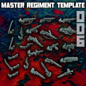 Master Regiment Template Desert Reavers Guard Weapons Conversion Kit SciFi Wargame Roleplay 32mm 3D Reptilian Overlords