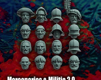 Empire Mercenaries and Militia 2.0 Heads Set Fantasy Historical Heroic 32mm Reptilian Overlords Bases NOT Included