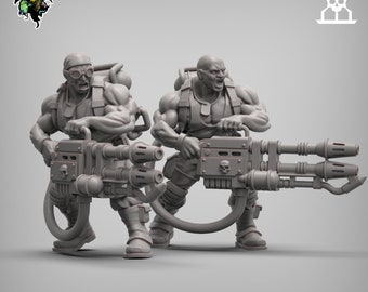 Spacenam Heavy Flamethrower Team Jungle Fighters SciFi Wargame Roleplay 32mm 3D Reptilian Overlords