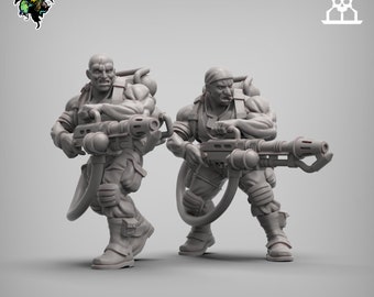 Spacenam Flamethrower Team Jungle Fighters SciFi Wargame Roleplay 32mm 3D Reptilian Overlords