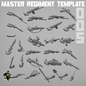 Master Regiment Weapons Set SciFi Wargame Roleplay 32mm 3D Reptilian Overlords