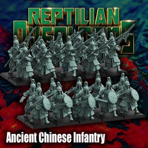 Ancient Chinese Infantry x10 Fantasy Historical Heroic 32mm Reptilian Overlords Bases NOT Included