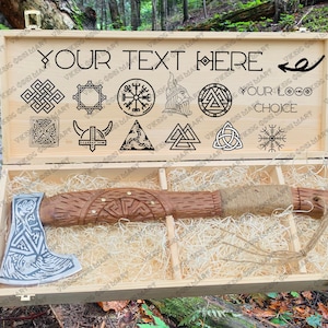 Personalized Viking Axe with Custom Box – Engraved Hatchet Gift for Him – Handmade Norse Axe with Sheath – Groomsmen or Father’s Day Gift