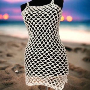 Handmade häkeln Strand Kleid für Frauen, Sommermode, Bademode, Bikini vertuschen, gestrickte Bademode, Festival Outfit, Bademode