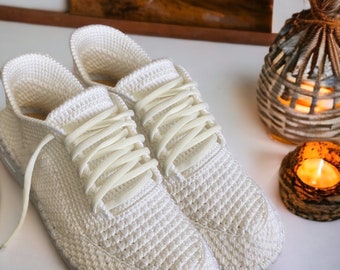 Handmade crochet shoes for Women and Men, crochet women's gift, crochet sneakers, crochet fashion boots for women, Knitted shoes, slippers