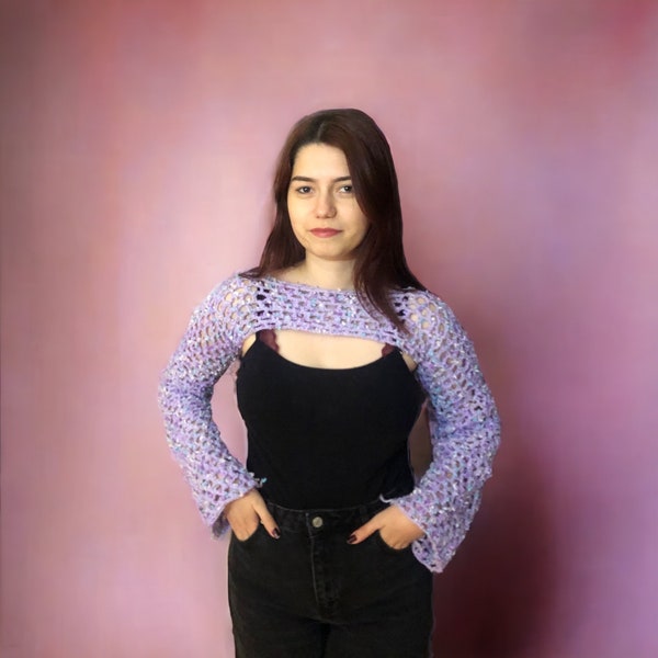 Mesh/Fishnet Stitch Shrug Bolero Crochet Pattern Beginner Friendly ENGLISH PDF PATTERN