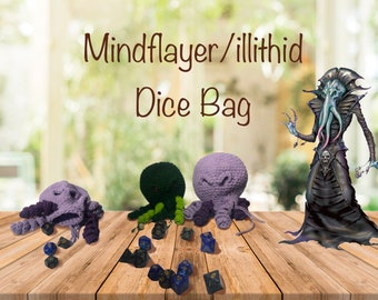 Mindflayer Illithid Dice Bag Amigurumi Crochet DnD Games Fantasy