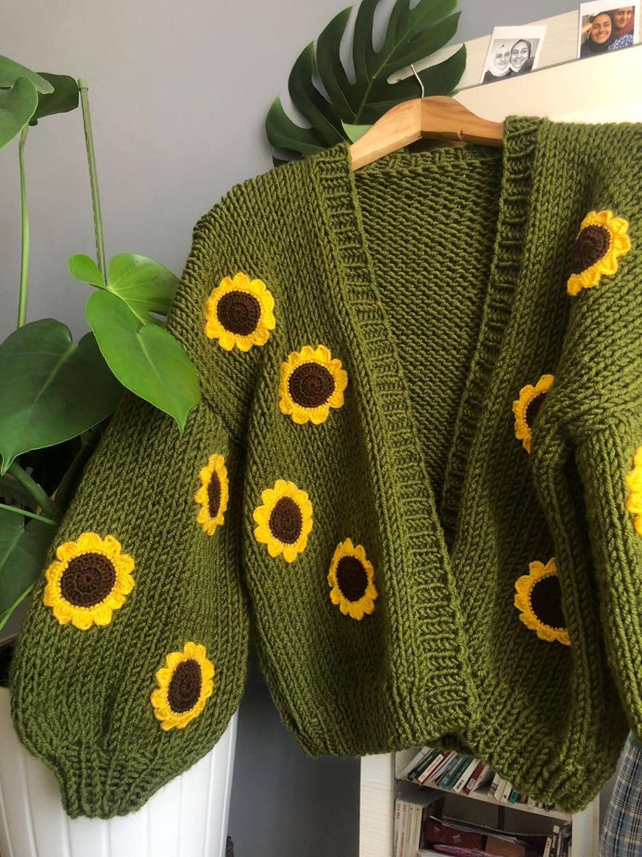 Sunflower Knit Sweater - Etsy Sunflower Knit Sweater - Etsy