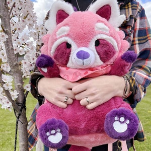 SNUG-ALONGS Roter Panda Plüsch-Rucksack/Büchertasche für Schule, Reisen, Konferenzen, Freizeitparks (Raspberry Red Panda)