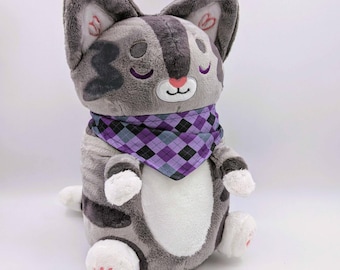 Domino Gray Tabby Cat Snuggle Paws Cuddle Cushion Plush