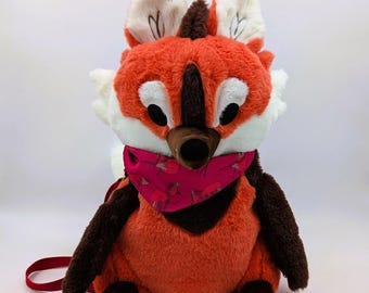 Paprika Maned Wolf Plush Backpack: Snug-Alongs Faux Fur Bookbag
