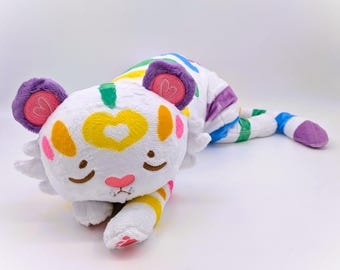 Weighted Pastel Rainbow Tiger Plush: Mochi Cuddle Pillow, 2lb Anxiety Relief
