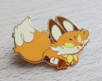 enamel pin -- red fox with yellow ribbon