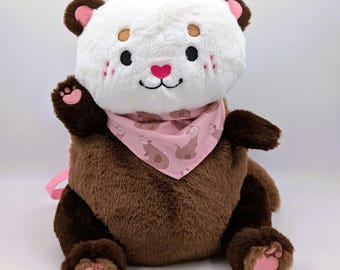 Oatmeal Otter Plush Backpack: Snug-Alongs Faux Fur Bookbag