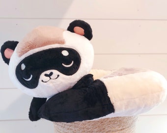 Black Footed Ferret Neck Pillow -- Nuzzle Noodles Weasel Pillows for travel, comfort, soft fluffy mustelid cushion