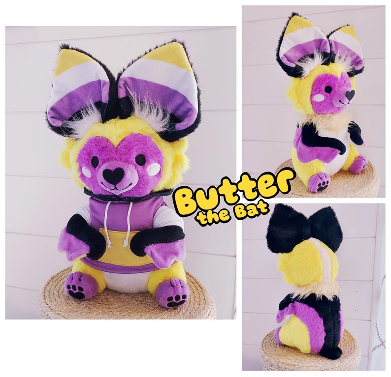 Rainbow Softs Non-Binary Bat Snuggle Paws LGBTQ Pride Plush for anxiety, PTSD, comforting plush for bedtime image 1