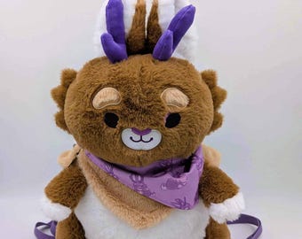 Cocoa Jackalope Bunny Plush Backpack: Snug-Alongs Faux Fur Bookbag