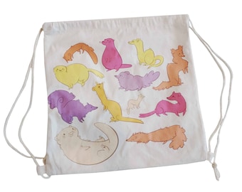 Ferret & Weasel Design Drawstring Backpack: Plush Carrier