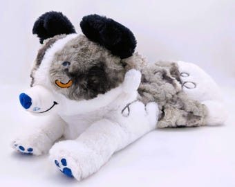 Weighted Blue Merle Border Collie Plush: Stormy Pup Cuddle Pillow for Comfort