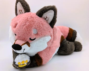 Peluche de zorro rojo con peso: Almohada de gasa suave para abrazar y brindar comodidad