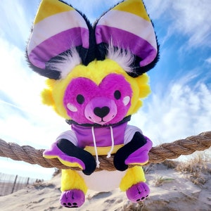 Rainbow Softs Non-Binary Bat Snuggle Paws LGBTQ Pride Plush for anxiety, PTSD, comforting plush for bedtime image 6