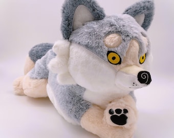 Peluche de lobo con peso: Biscuit, el gruñón, almohada para acurrucarse