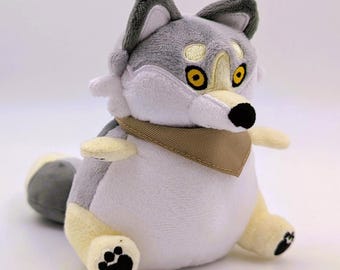 BeanBuds Biscuit Wolf Plush: Palm-Sized Minky Beanie