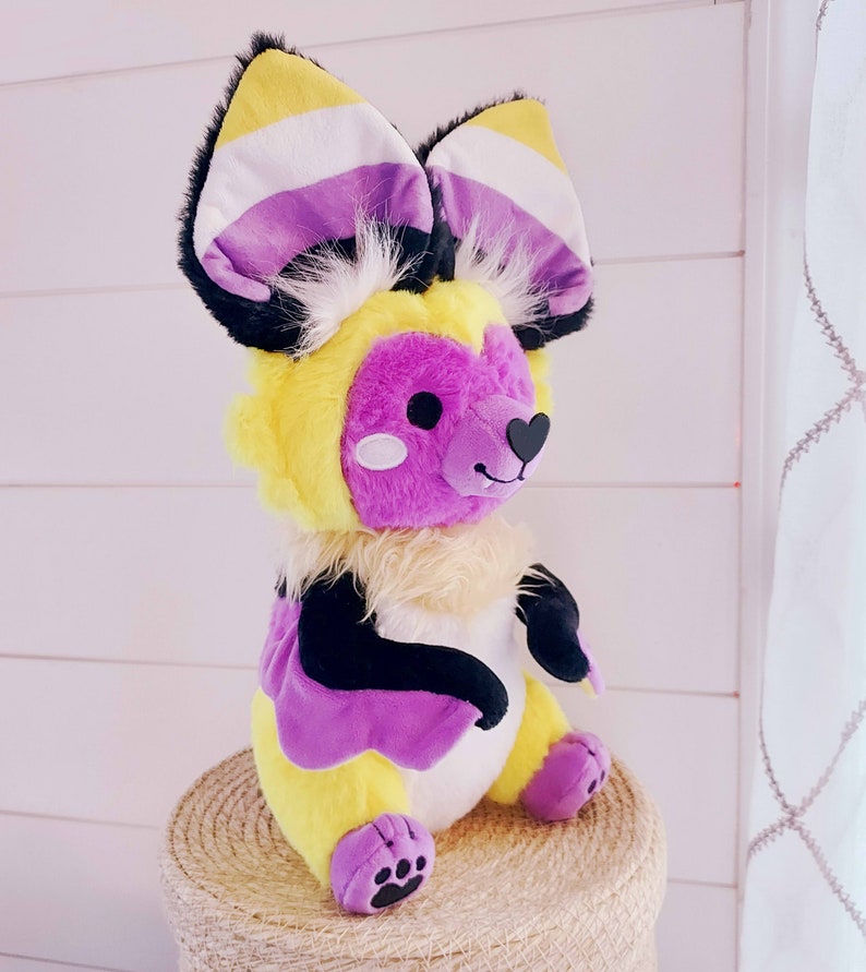 Rainbow Softs Non-Binary Bat Snuggle Paws LGBTQ Pride Plush for anxiety, PTSD, comforting plush for bedtime image 3