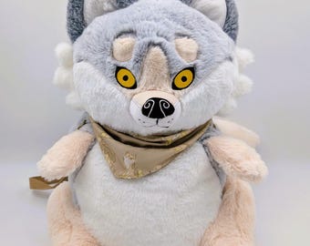 Biscuit Wolf Plush Backpack: Snug-Alongs Faux Fur Bookbag