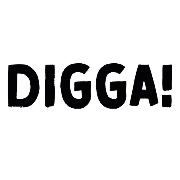 Digga Vektor Schriftzug Umriss Schatten SVG EPS PNG, handgezeichnet, doodle, Skizze, Illustration, Basteln, Drucken, Clip Art, Cut Datei