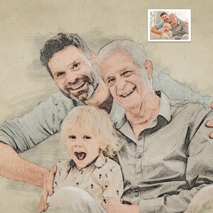 Fathers Day Gift Sketch From Wife & Daughter, First Father’s Day Gift, Father&#39;s Day Gift from grandkids, father&#39;s day gift from son picture
