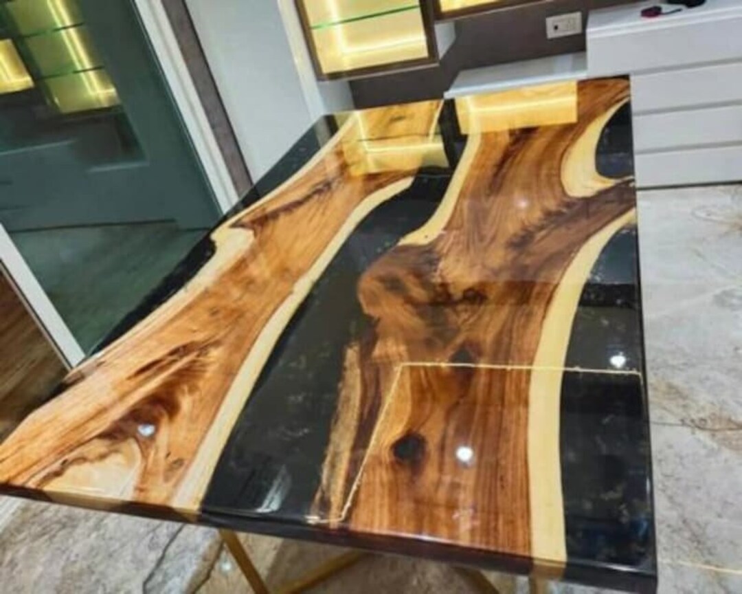 Epoxy Dining Tableblack Resin Sofa Table Furniture Special Etsy