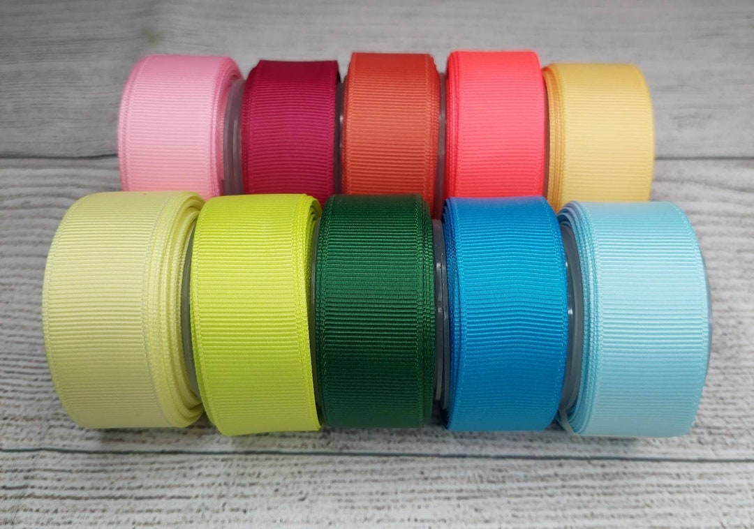 50 Yard Ribbon Lot, Ribbon Bundle, Ribbon Kit, 7/8 Solid Grosgrain