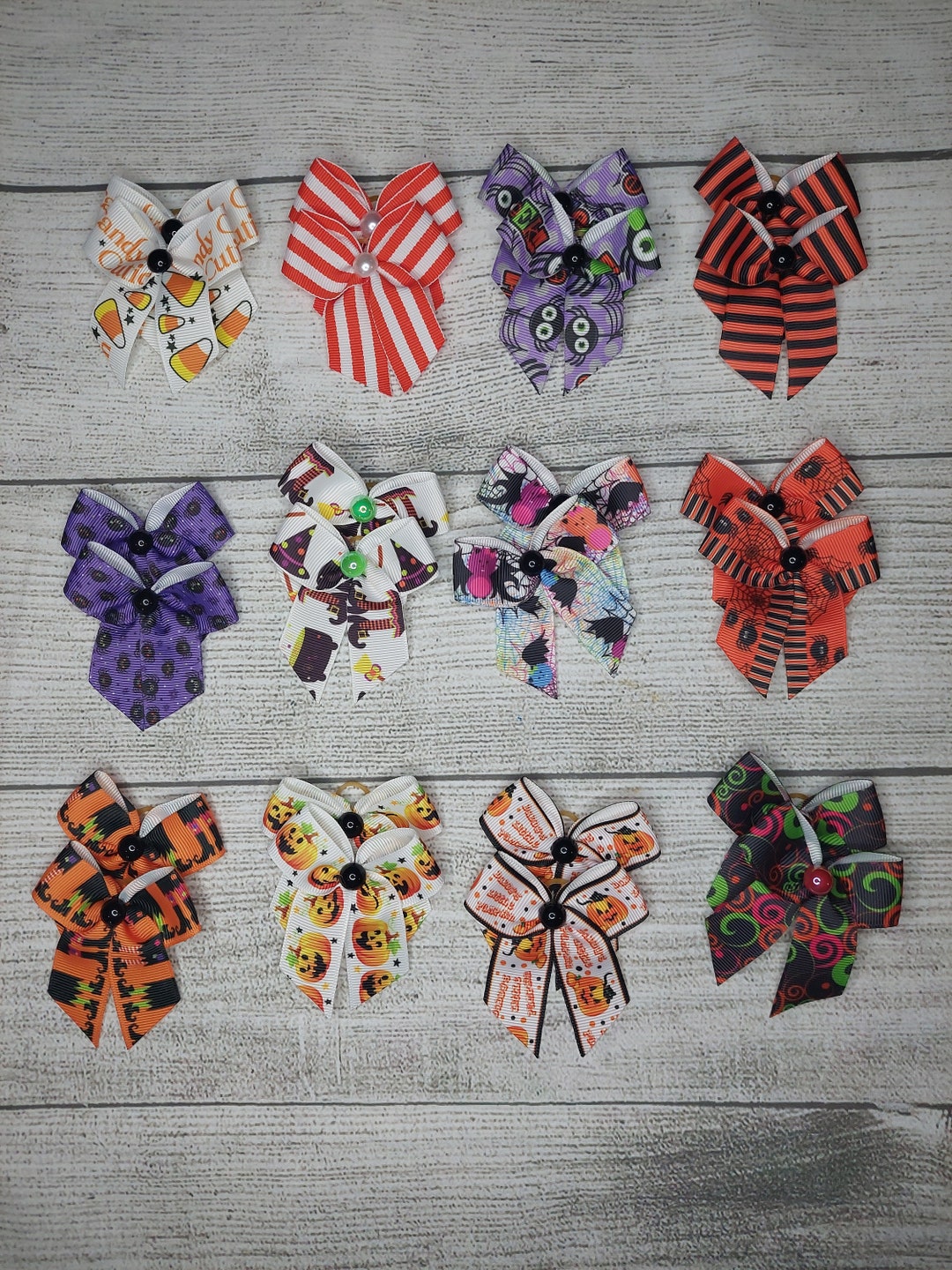 48 Dog Grooming Bows, Halloween Patterns, Wholesale Pack, Top Knot Bows