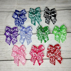 48 Dog grooming bows, colorful bright fun pattern, wholesale packs, topknot bows, grooming ear bows, bows with small grooming band, dog bows