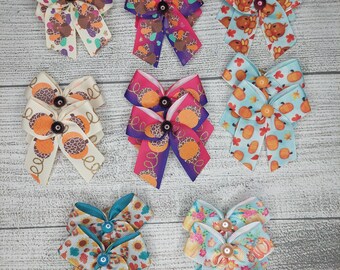 48 (24 pair) Dog Grooming bows,  fall prints, wholesale pack, top knot bows, Grooming ear bows, bows with small Grooming band, dog bows