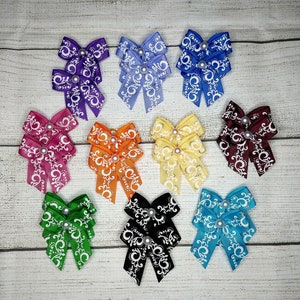 48 Dog grooming bows, colorful bright fun pattern, wholesale packs, topknot bows, grooming ear bows, bows with small grooming band, dog bows