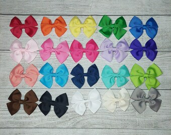 20 double loop dog grooming collar bows, wholesale pack, solid colors