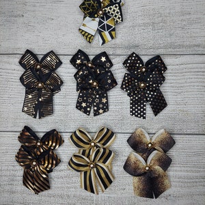 48 Dog Grooming bows,  black and hold foil prints, wholesale pack, top knot bows, Grooming ear bows, bows with small Grooming band, dog bows