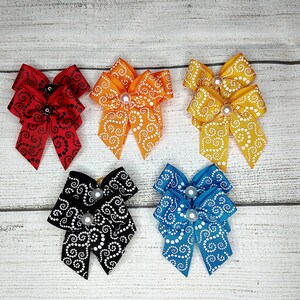48 Dog grooming hair bows, Colorful swirly dot pattern, grooming ear bows, top knot bows, wholesale pack, bows with small grooming band