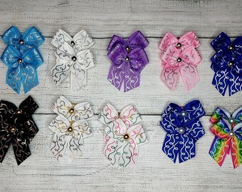 48 Dog grooming hair bows, Colorful doodle pattern, grooming ear bows, top knot bows, wholesale pack, bows with small grooming band