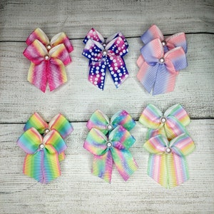 48 Dog grooming bows, colorful bright, wholesale packs, topknot bows, grooming ear bows, bows with small grooming band, dog bows