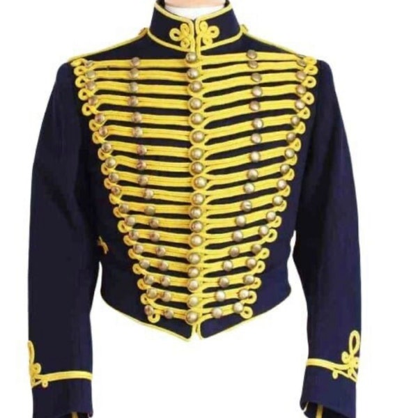 Premium Scottish navy blue hussar jacket tunic jacket Military uniform Napoleonic uniform military jacket / chest size 34” to 54”
