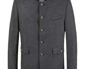 Men’s Gray German Bavarian jacket blazer wool - Traditional Tyrol loden blazer custom jacket for men | Chest 34” To 54” Inch